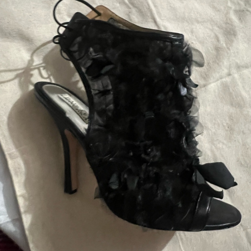 Badgley Mischka Tulle bow, Peep Toe Stiletto Heels! - Picture 10 of 11